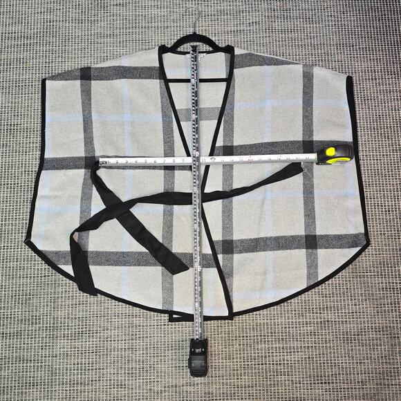 Favlux Fashion Poncho Womens Small Grey Plaid Wool Belt Equestrian Western Boho - Picture 6 of 12